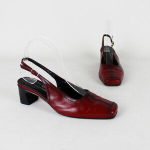 Greenwich Village Burgundy Leather Slingback Shoes